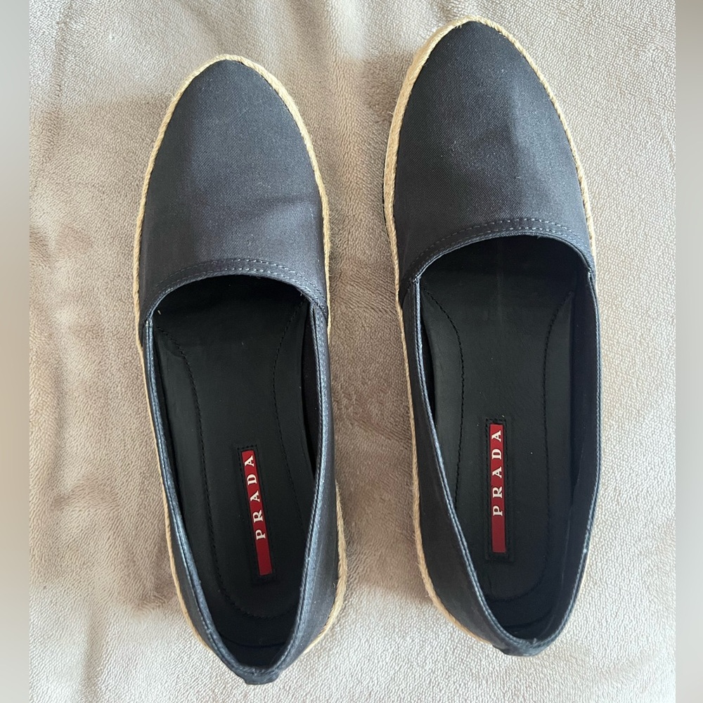 Prada Black Espadrilles Flats Slip-Ons 7.5 (Like New)